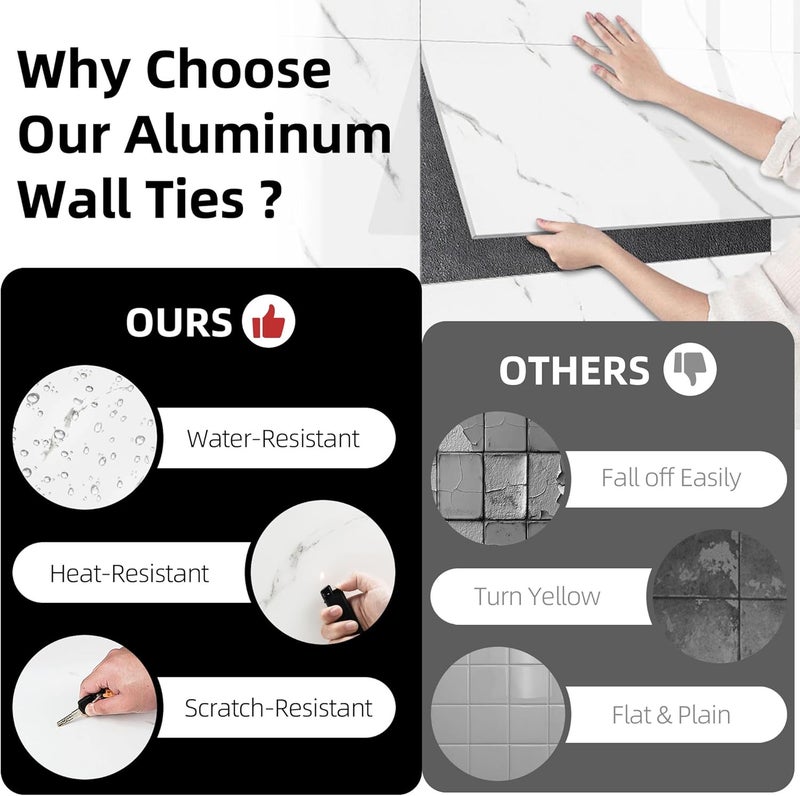 WADILE 23.6"x11.8" ألواح جدارية مائية من الرخام قابلة للتقشير واللصق بلاط رخام PVC لواجهة المطبخ، الحمام، غرفة المعيشة، غرفة النوم 10 عبوات بيضاء - Image 3